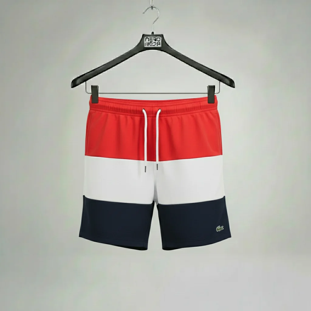 محصول Lacoste Colorblock Swim Shorts Red White Navy – نمای جلو
